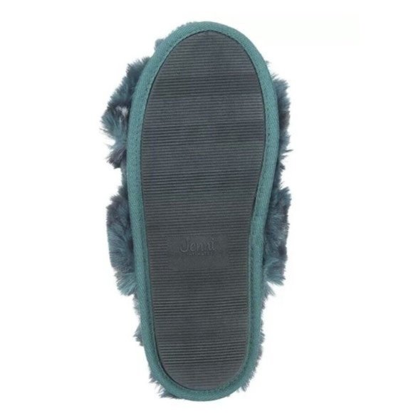 JENNI Women's Crisscross Faux Fur Slide Boxed Slippers Funky Leo NWT - Picture 3 of 5